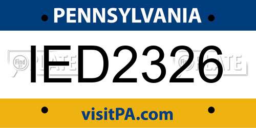 IED2326 Pennsylvania License Plate