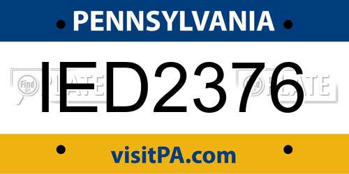 IED2376 Pennsylvania License Plate