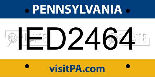 IED2464 Pennsylvania License Plate