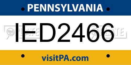 IED2466 Pennsylvania License Plate