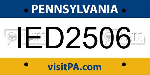 IED2506 Pennsylvania License Plate