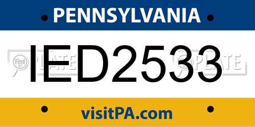 IED2533 Pennsylvania License Plate
