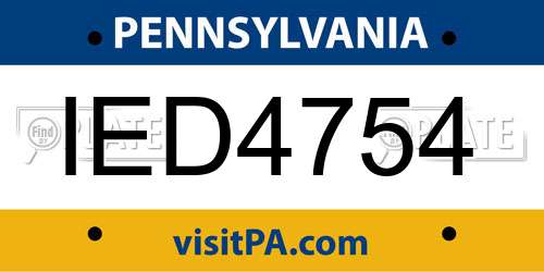 IED4754 Pennsylvania License Plate