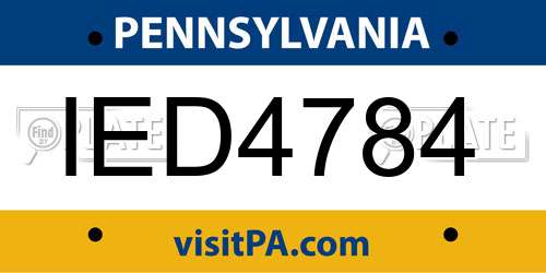 IED4784 Pennsylvania License Plate