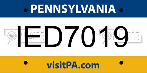 IED7019 Pennsylvania License Plate
