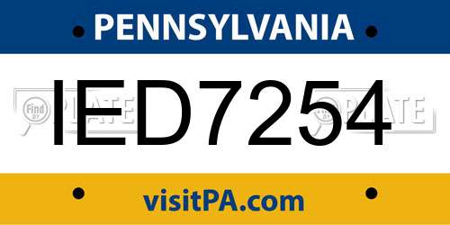 IED7254 Pennsylvania License Plate