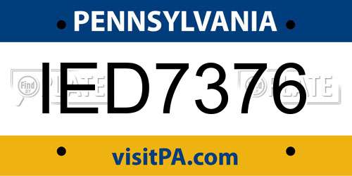 IED7376 Pennsylvania License Plate