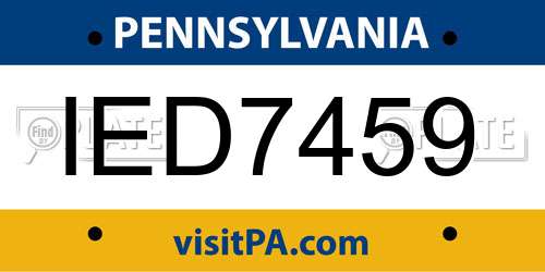 IED7459 Pennsylvania License Plate