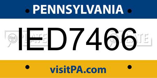 IED7466 Pennsylvania License Plate