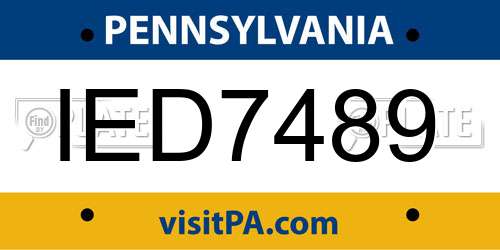 IED7489 Pennsylvania License Plate