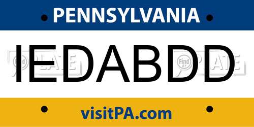 IEDABDD Pennsylvania License Plate