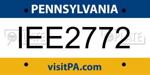 IEE2772 Pennsylvania License Plate