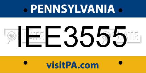 IEE3555 Pennsylvania License Plate
