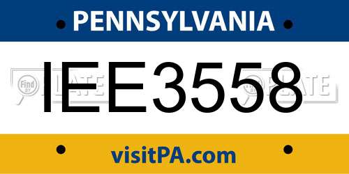 IEE3558 Pennsylvania License Plate