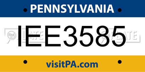 IEE3585 Pennsylvania License Plate