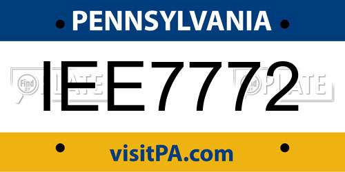 IEE7772 Pennsylvania License Plate