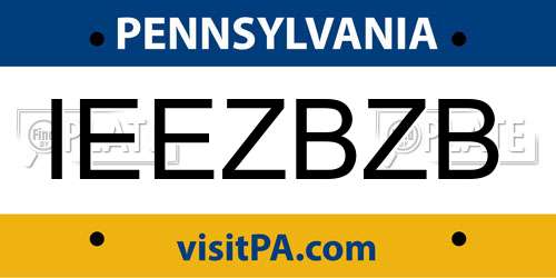 IEEZBZB Pennsylvania License Plate