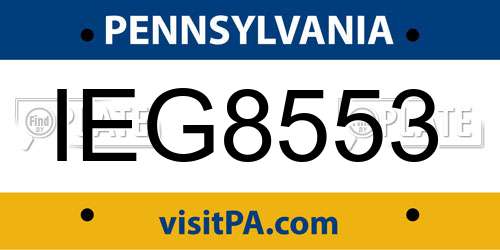 IEG8553 Pennsylvania License Plate
