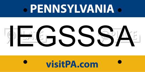 IEGSSSA Pennsylvania License Plate