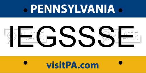 IEGSSSE Pennsylvania License Plate