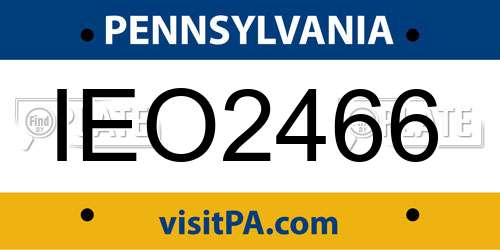 IEO2466 Pennsylvania License Plate