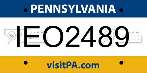 IEO2489 Pennsylvania License Plate