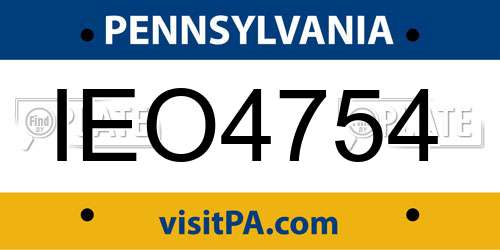 IEO4754 Pennsylvania License Plate