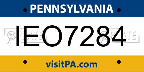 IEO7284 Pennsylvania License Plate