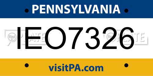 IEO7326 Pennsylvania License Plate