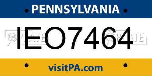 IEO7464 Pennsylvania License Plate