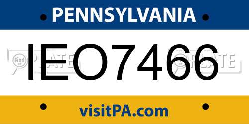 IEO7466 Pennsylvania License Plate