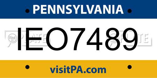 IEO7489 Pennsylvania License Plate