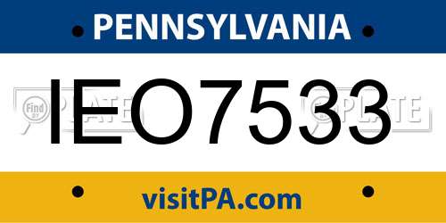 IEO7533 Pennsylvania License Plate