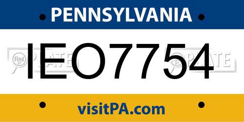 IEO7754 Pennsylvania License Plate