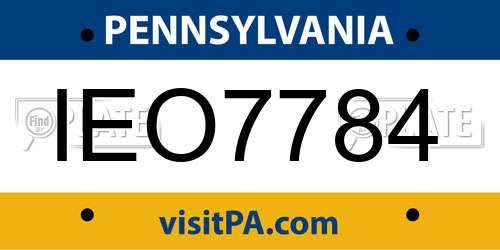 IEO7784 Pennsylvania License Plate
