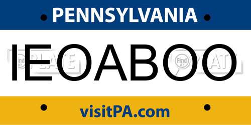 IEOABOO Pennsylvania License Plate