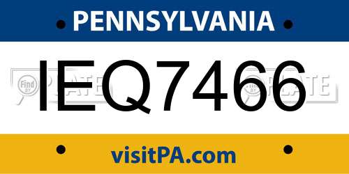 IEQ7466 Pennsylvania License Plate