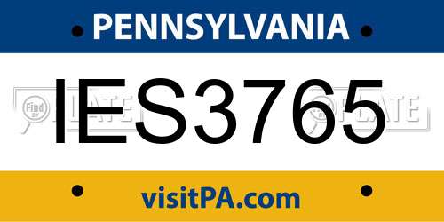 IES3765 Pennsylvania License Plate