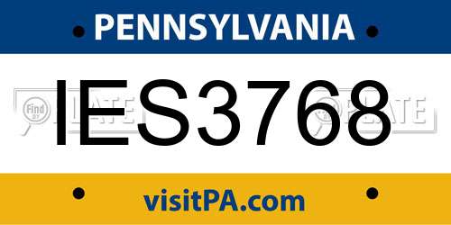 IES3768 Pennsylvania License Plate