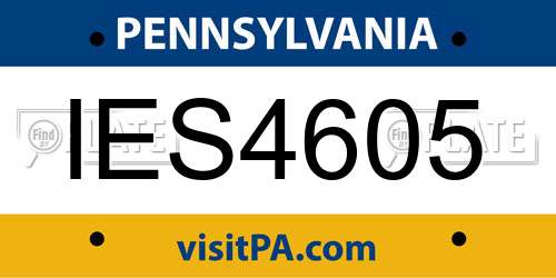 IES4605 Pennsylvania License Plate