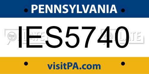 IES5740 Pennsylvania License Plate