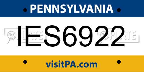 IES6922 Pennsylvania License Plate