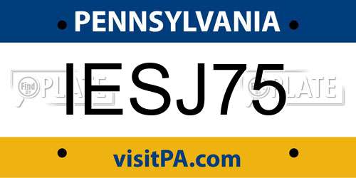 IESJ75 Pennsylvania License Plate