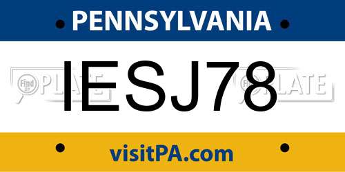 IESJ78 Pennsylvania License Plate