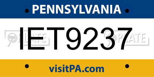 IET9237 Pennsylvania License Plate