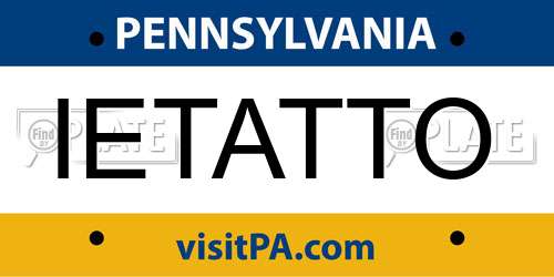 IETATTO Pennsylvania License Plate