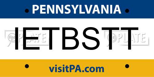 IETBSTT Pennsylvania License Plate