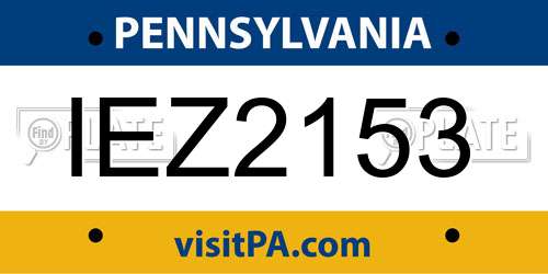 IEZ2153 Pennsylvania License Plate