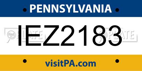 IEZ2183 Pennsylvania License Plate