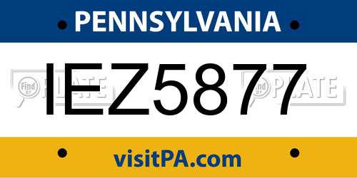 IEZ5877 Pennsylvania License Plate
